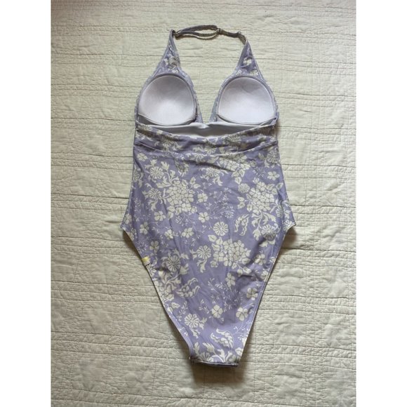 Summersalt Vintage Floral Halter Plunge One Piece Swim Bathing Suit Size 2 - Picture 4 of 10